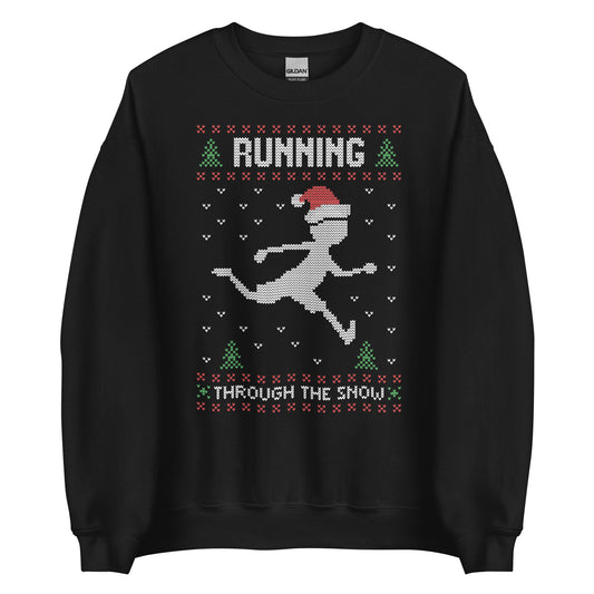 Running Through The Snow Ugly Christmas Crew Neck Sweatshirt