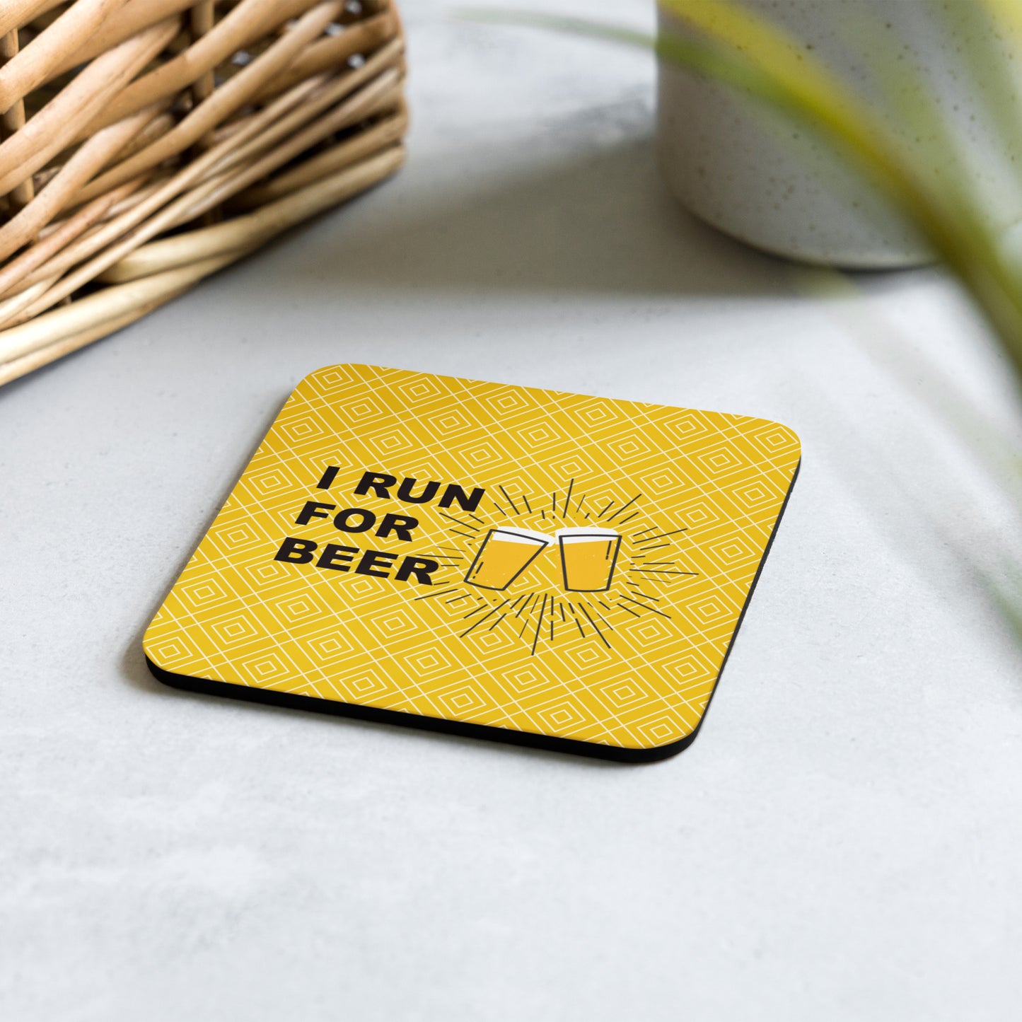 I Run For Beer Cork-back coaster