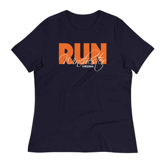 Run Winchester Block Script Logo Women's Relaxed T-Shirt