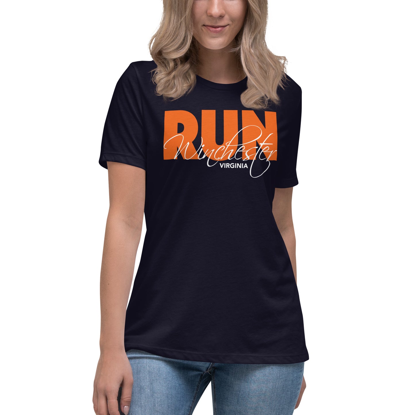 Run Winchester Block Script Logo Women's Relaxed T-Shirt